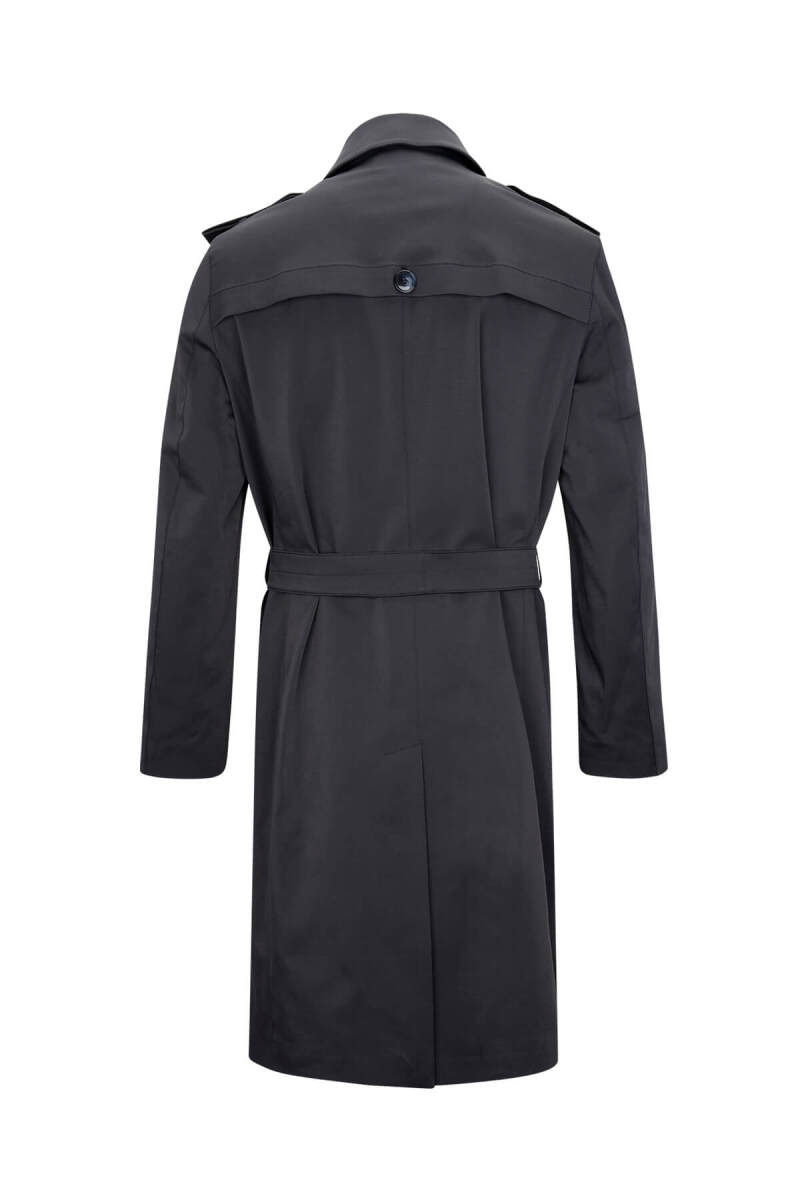 Lacivert Slim Fit Bebe Yaka Pamuklu Trençkot - Saykı (1)