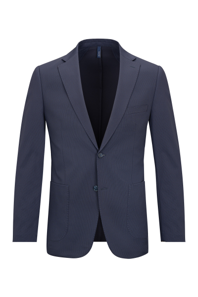 Lacivert Slim Fit Çizgili Mono Yaka Takım Elbise - 2