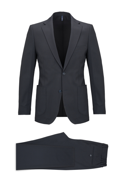 Lacivert Slim Fit Mono Yaka Takım Elbise - 1