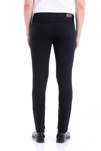 Lacivert Slim Fit Desenli Pamuklu 5 Cep Kanvas Pantolon - 6