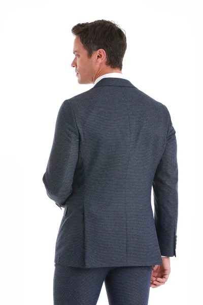 Lacivert Slim Fit Mono Yaka Klasik Takım Elbise - 8