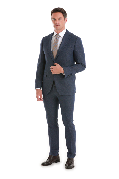 Lacivert Slim Fit Mono Yaka Klasik Takım Elbise - 10