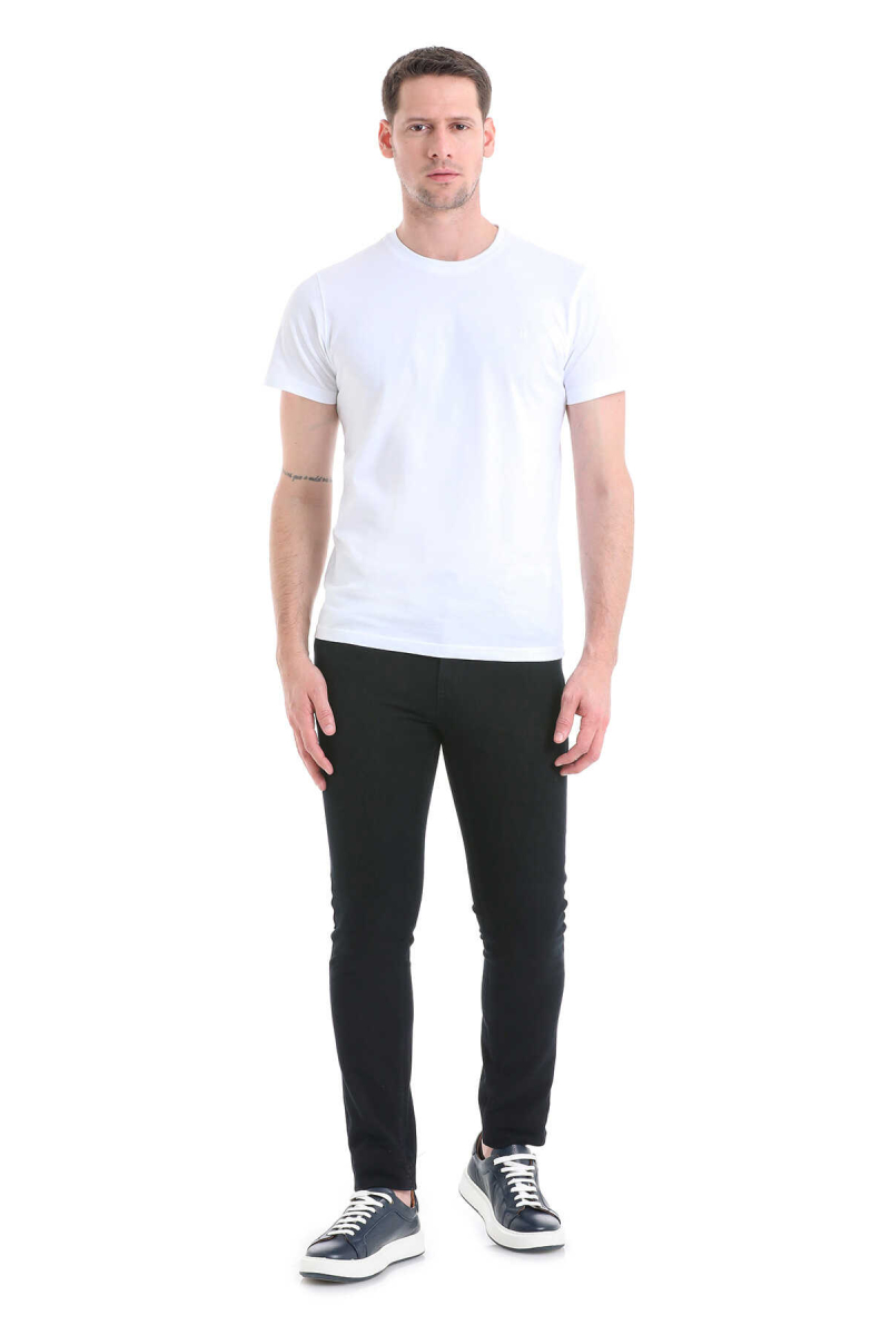 Lacivert Slim Fit 5 Cep Pamuklu Kanvas Pantolon - Hatem Saykı