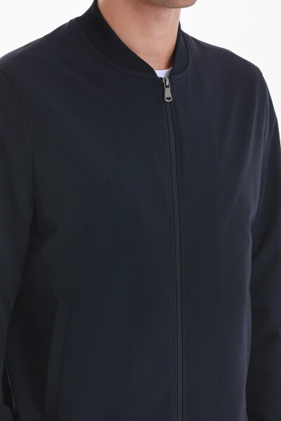 Lacivert Slim Fit Düz Baharlık Bomber Mont - 7
