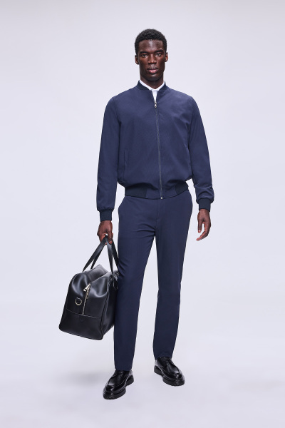 Lacivert Slim Fit Düz Baharlık Bomber Mont 