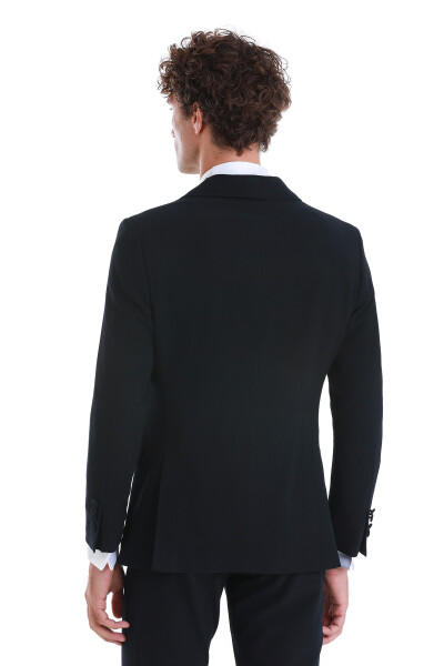 Lacivert Slim Fit Çıkma Şal Yaka Damatlık Smokin - 7