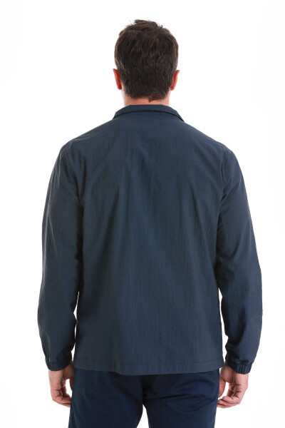 Lacivert Slim Fit Dik Yaka Mevsimlik Mont - 8