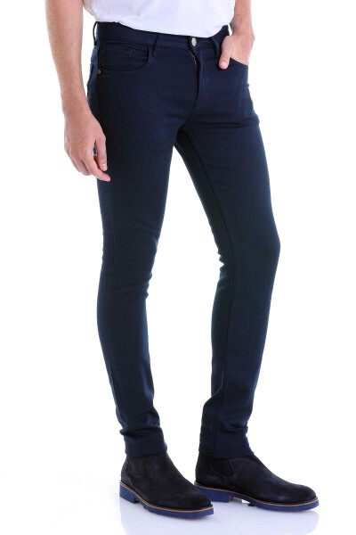 Lacivert Slim Fit Pamuklu 5 Cep Kanvas Pantolon - 3