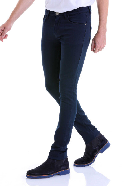 Lacivert Slim Fit Pamuklu 5 Cep Kanvas Pantolon - 6