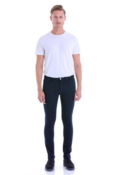 Lacivert Slim Fit Pamuklu 5 Cep Kanvas Pantolon - 8