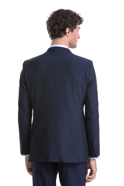 Lacivert Slim Fit Kruvaze Klasik Takım Elbise - 8