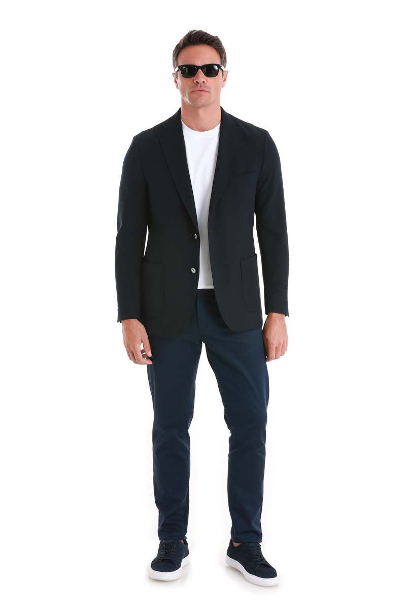 Lacivert Slim Fit Mono Yaka Casual Ceket - HTML (1)