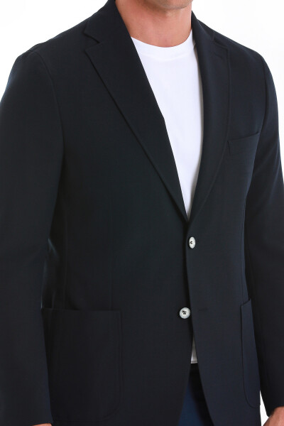 Lacivert Slim Fit Mono Yaka Casual Ceket - 6