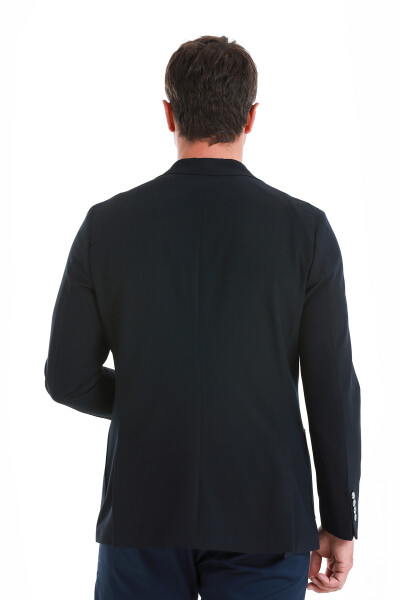 Lacivert Slim Fit Mono Yaka Casual Ceket - 8