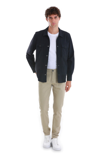 Lacivert Slim Fit Overshirt Gömlek Ceket - 2