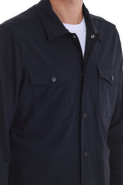 Lacivert Slim Fit Overshirt Gömlek Ceket - 6