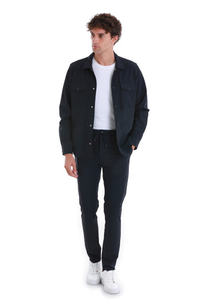 Lacivert Slim Fit Overshirt Gömlek Ceket - 5