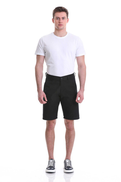 Lacivert Slim Fit Düz Yandan Cepli Basic Şort - 2