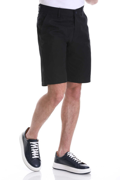 Lacivert Slim Fit Düz Yandan Cepli Basic Şort - 3