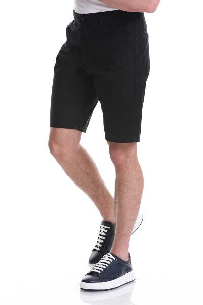 Lacivert Slim Fit Düz Yandan Cepli Basic Şort - 4