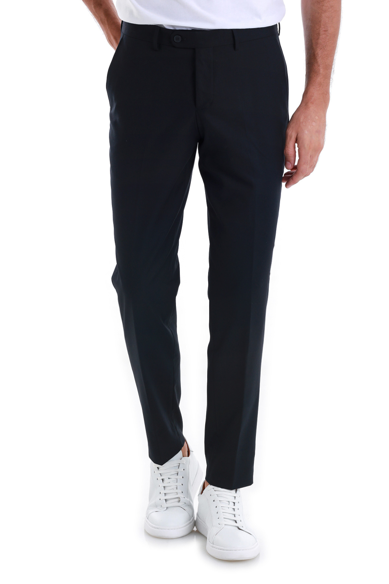 Lacivert Slim Fit Yandan Cepli Kumaş Pantolon - Hatemoğlu (1)