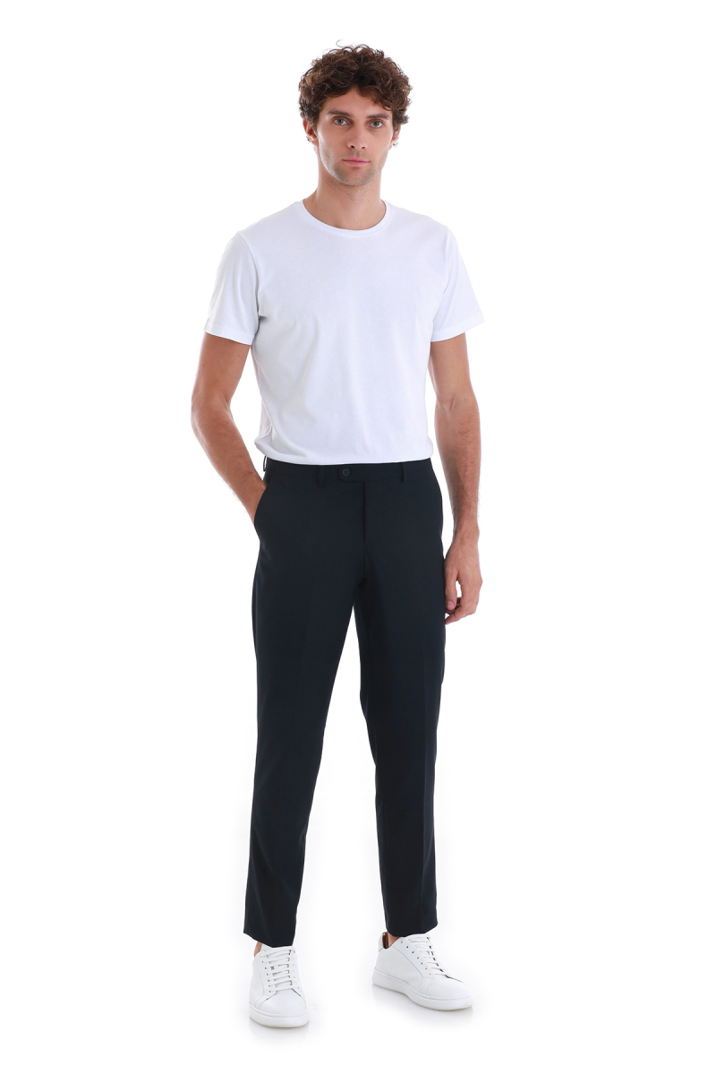 Lacivert Slim Fit Yandan Cepli Kumaş Pantolon - Hatemoğlu