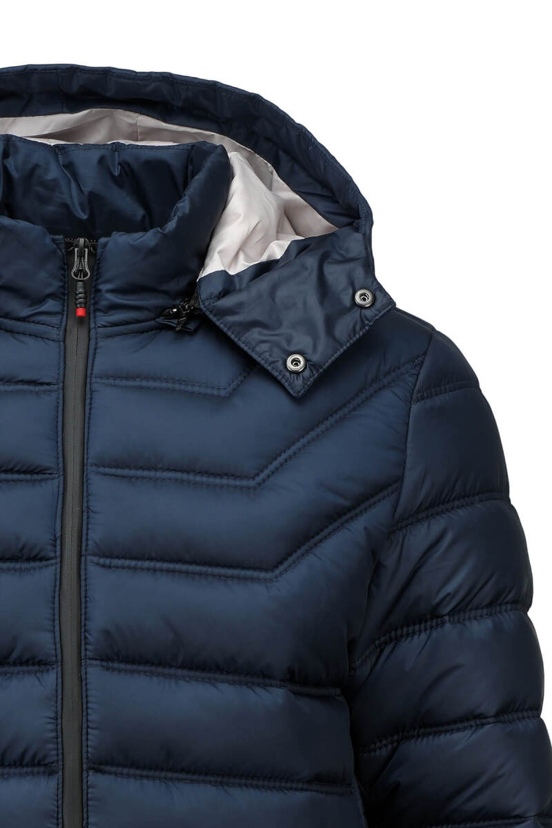 Lacivert Slim Fit Hakim Yaka Kapüşonlu Şişme Mont - HTML (1)