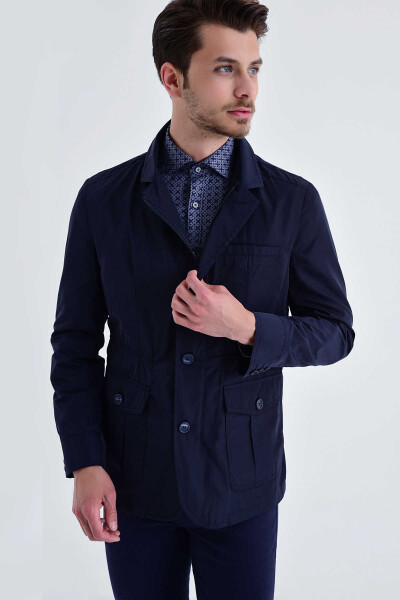 Lacivert Slim Fit Mevsimlik Mont - 3