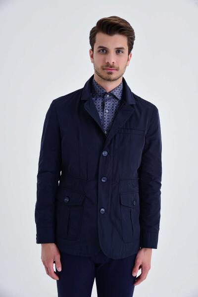 Lacivert Slim Fit Mevsimlik Mont - 1
