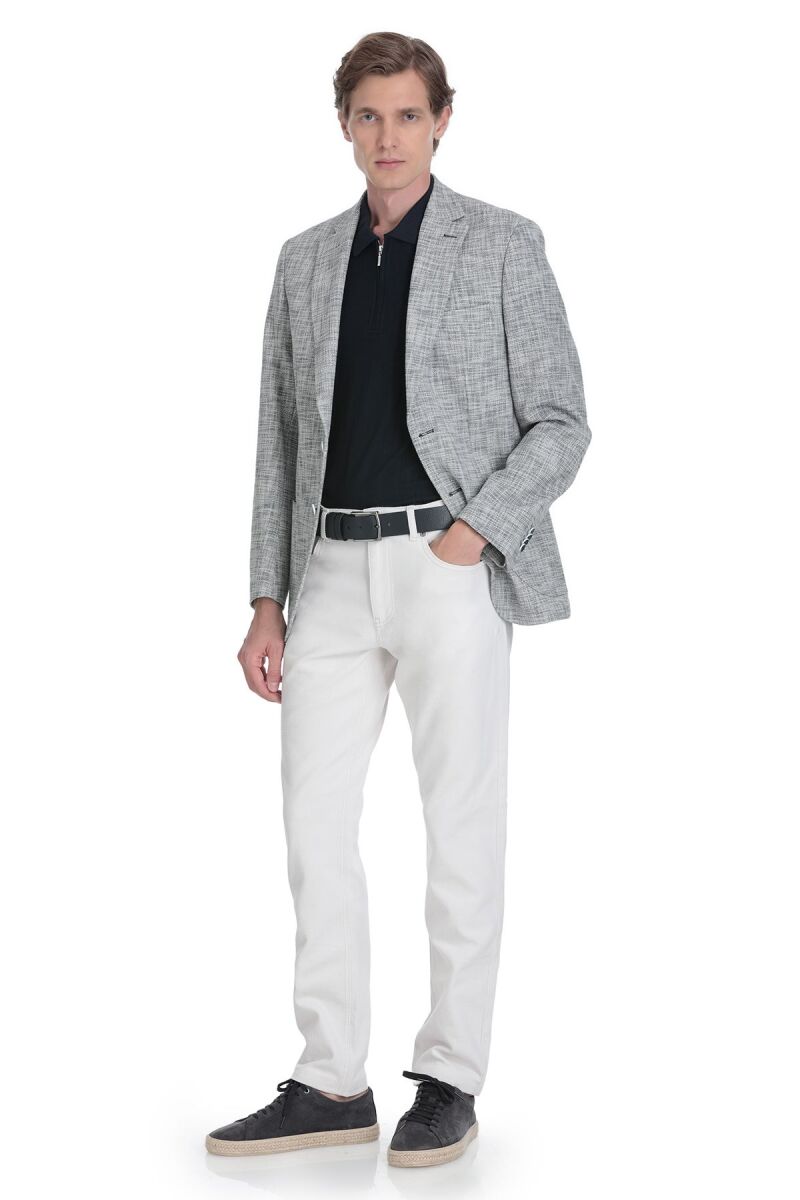 Lacivert Slim Fit Mono Yaka Casual Ceket - HTML (1)