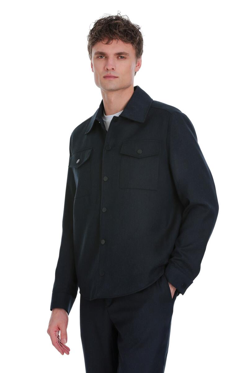 Lacivert Slim Fit Mono Yaka Casual Overshirt Takım - Hatemoğlu (1)