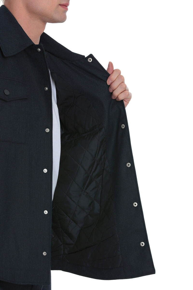 Lacivert Slim Fit Mono Yaka Casual Overshirt Takım - Hatemoğlu (1)