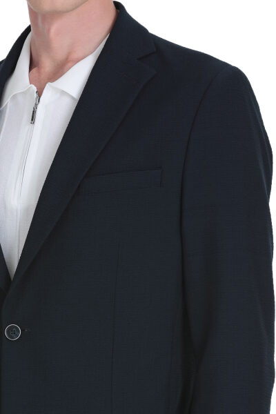 Lacivert Slim Fit Mono Yaka Casual Takım Elbise - 6