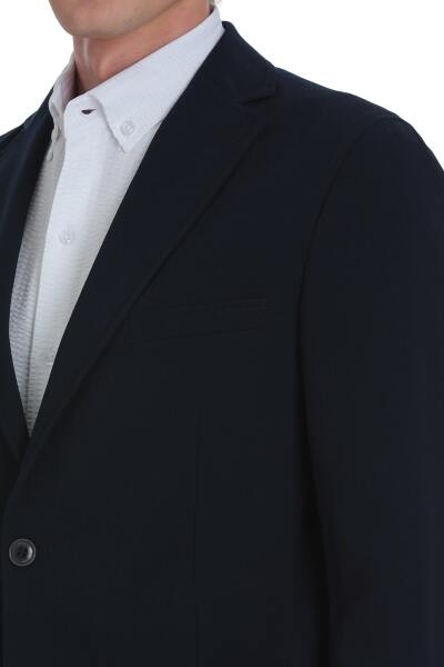 Lacivert Slim Fit Mono Yaka Casual Takım Elbise - 4