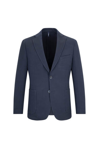 Lacivert Slim Fit Mono Yaka Klasik Ceket - 1
