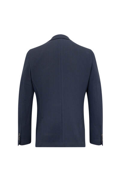 Lacivert Slim Fit Mono Yaka Klasik Ceket - 2