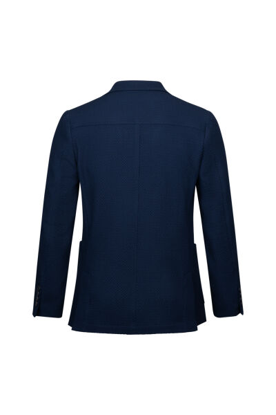 Lacivert Slim Fit Mono Yaka Klasik Ceket - 2
