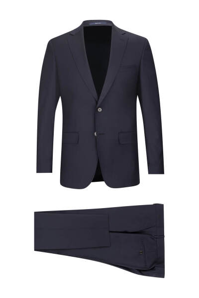 Lacivert Slim Fit Mono Yaka Klasik Takım Elbise 