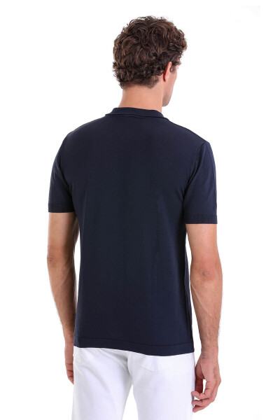 Lacivert Regular Fit Polo Yaka Rayon Triko Tişört - 6