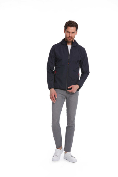Lacivert Slim Fit Kapüşonlu Mevsimlik Mont - 6