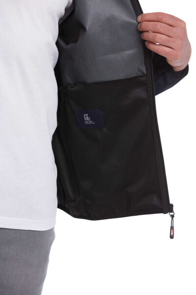 Lacivert Slim Fit Kapüşonlu Mevsimlik Mont - 12