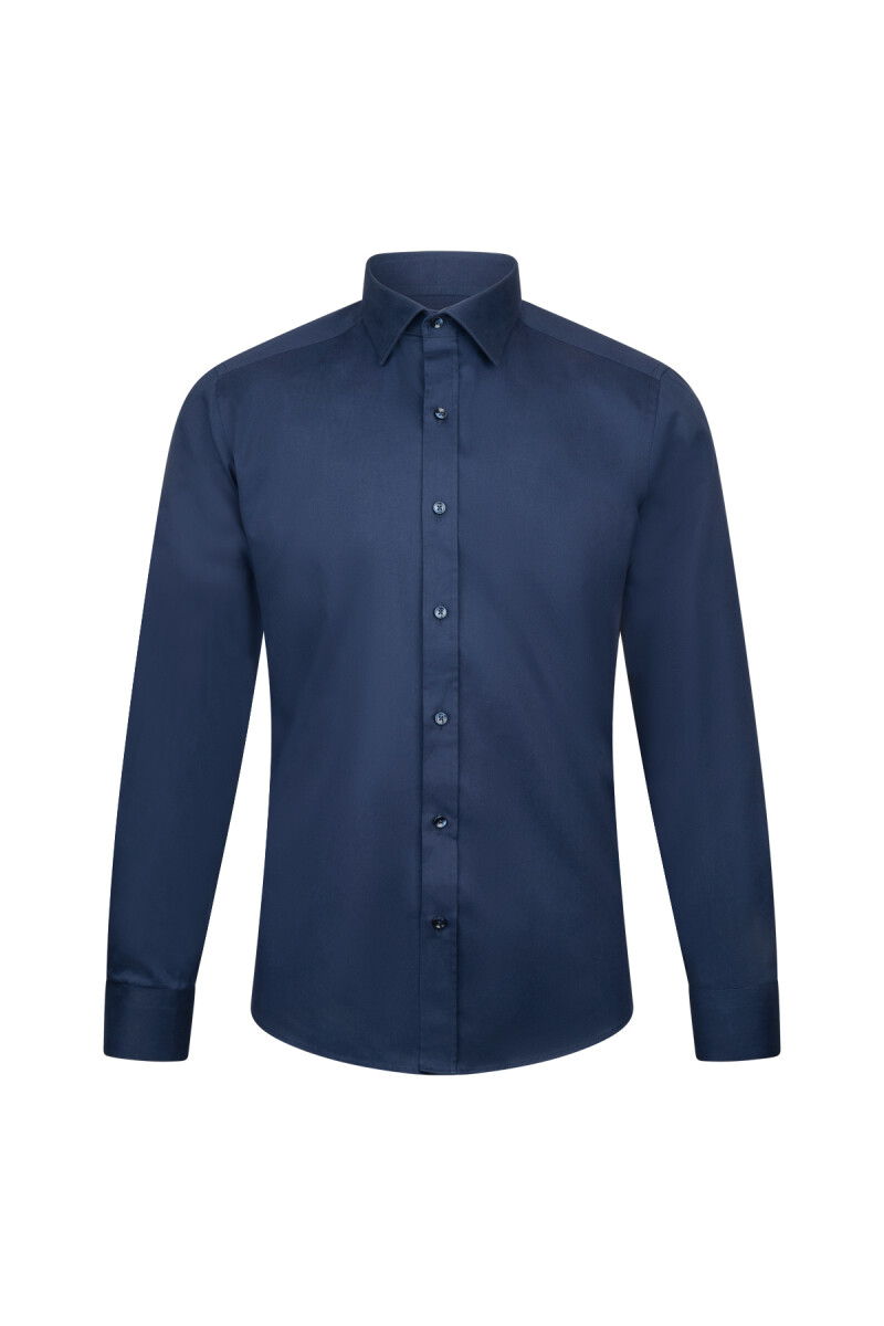 Lacivert Slim Fit Uzun Kollu 100% Pamuk Casual Flanel Gömlek - Hatem Saykı