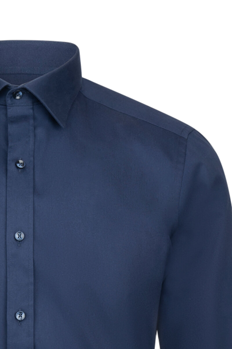 Lacivert Slim Fit Uzun Kollu 100% Pamuk Casual Flanel Gömlek - Hatem Saykı (1)