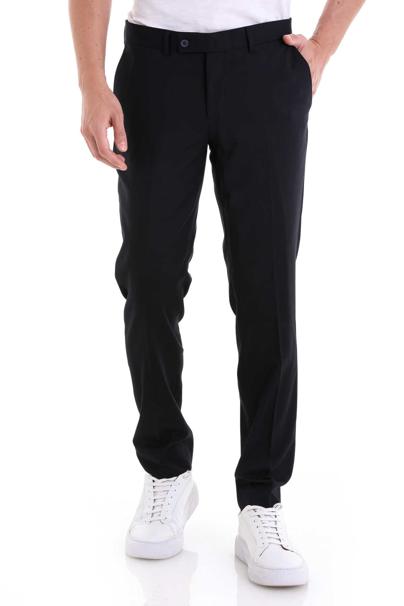 Lacivert Slim Fit Yandan Cepli Düşük Bel Kumaş Pantolon - Hatemoğlu (1)