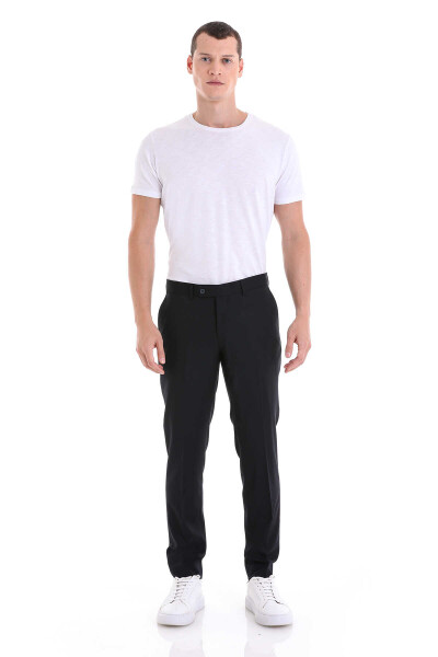 Lacivert Slim Fit Yandan Cepli Düşük Bel Kumaş Pantolon - 1