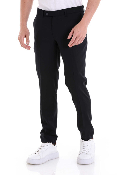 Lacivert Slim Fit Yandan Cepli Düşük Bel Kumaş Pantolon - 3