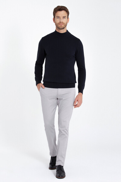 Lacivert Regular Fit Yarım Balıkçı Yaka Pamuklu Triko Kazak - 13