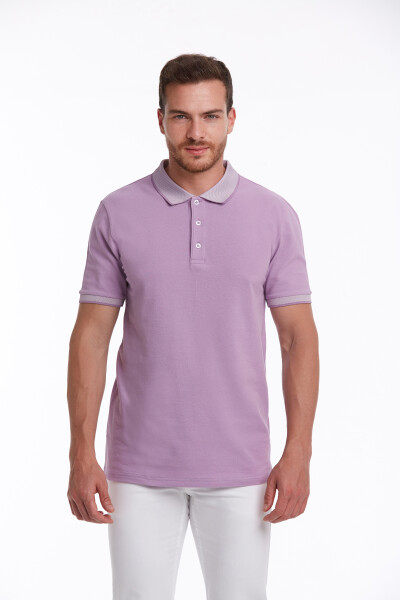 Lila Regular Fit 100% Pamuk Polo Yaka Tişört - 2