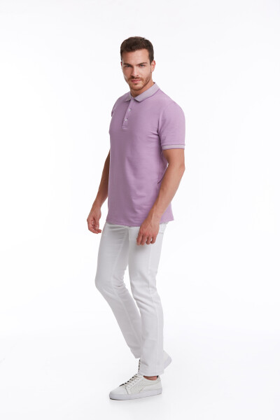 Lila Regular Fit 100% Pamuk Polo Yaka Tişört - 3