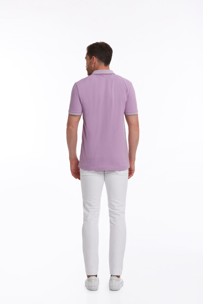 Lila Regular Fit 100% Pamuk Polo Yaka Tişört - 7